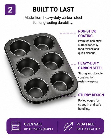 Non-Stick Muffin Tray, 6-Cup