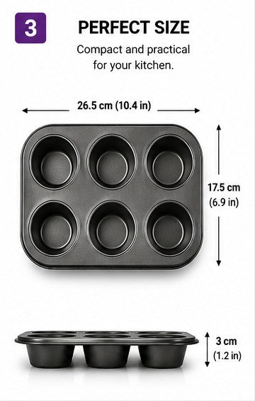 Non-Stick Muffin Tray, 6-Cup