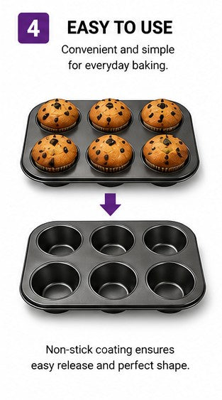 Non-Stick Muffin Tray, 6-Cup