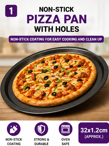 Non-Stick Perforated Pizza Pan, 35 × 2 cm – Pack of 2