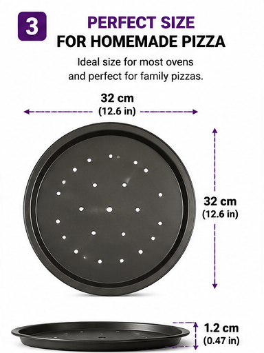 Non-Stick Perforated Pizza Pan, 35 × 2 cm – Pack of 2