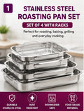 Non-Stick Roasting Tray Set with Racks, 4-Piece