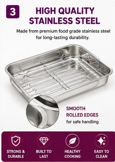 Non-Stick Roasting Tray Set with Racks, 4-Piece