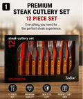Stainless Steel Steak Cutlery Set Wood Handles