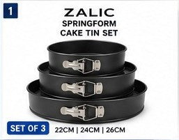 Non-Stick Springform Cake Tin Set, 3-Piece