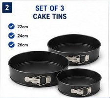 Non-Stick Springform Cake Tin Set, 3-Piece