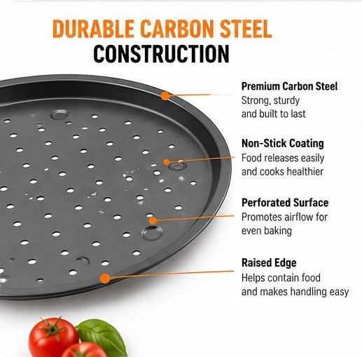 Non-Stick Perforated Pizza Pan, 35 × 2 cm – Single
