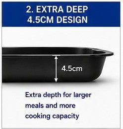 Deep Non-Stick Oblong Roasting Pan, 38 × 30 × 4.5 cm