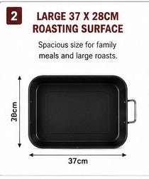 Non-Stick Roasting Pan with Handles, 37 × 28 × 6 cm